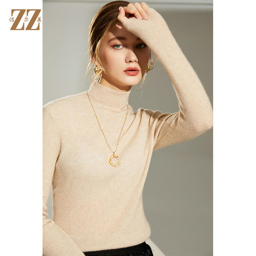 佐尔美2021冬季新款 100%山羊绒半高领气质百搭羊绒衫女E14MS07 商品图0