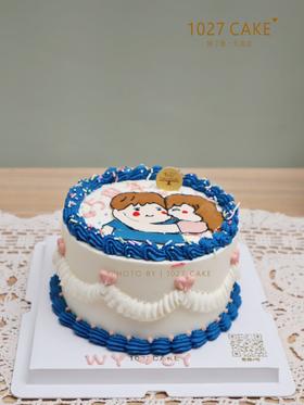 1027CAKE |  手绘蛋糕 ins风 双人手绘 周年