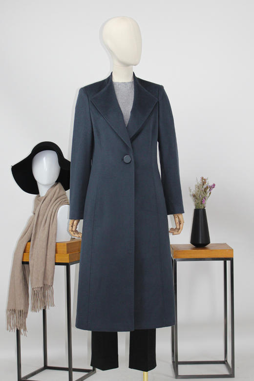 FOCALS福柯斯冬季新款修身长款纯色羊毛大衣外套FYJDK910BA 商品图5