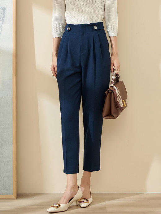 剩L/S/M/XL 米思阳网红爆款高腰显瘦裤子女春装时尚阔腿西装裤女小个子2131 商品图3