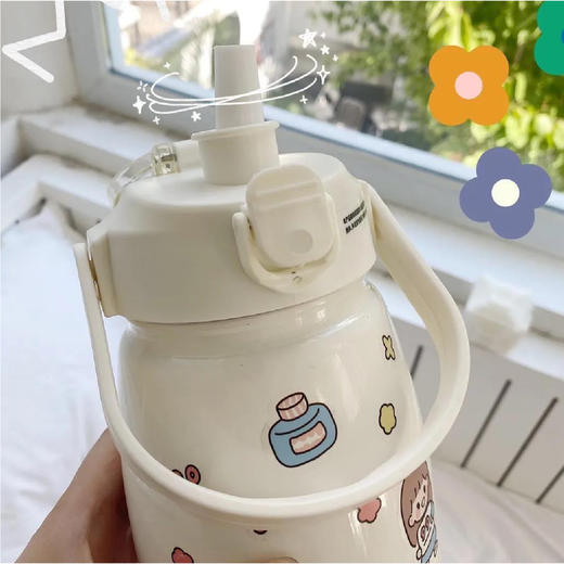 【现货秒发】【99.9任选2】呆萌可爱大肚保温吸管杯 1000ML~ 商品图2