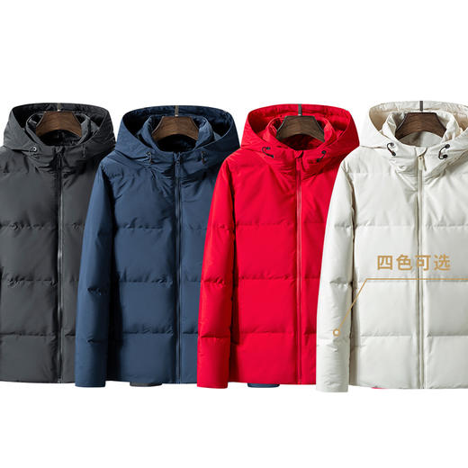 【新款DTH】大依优型大码白鸭绒连帽羽绒服短款加肥加大外套休闲胖子大码男上衣 商品图3
