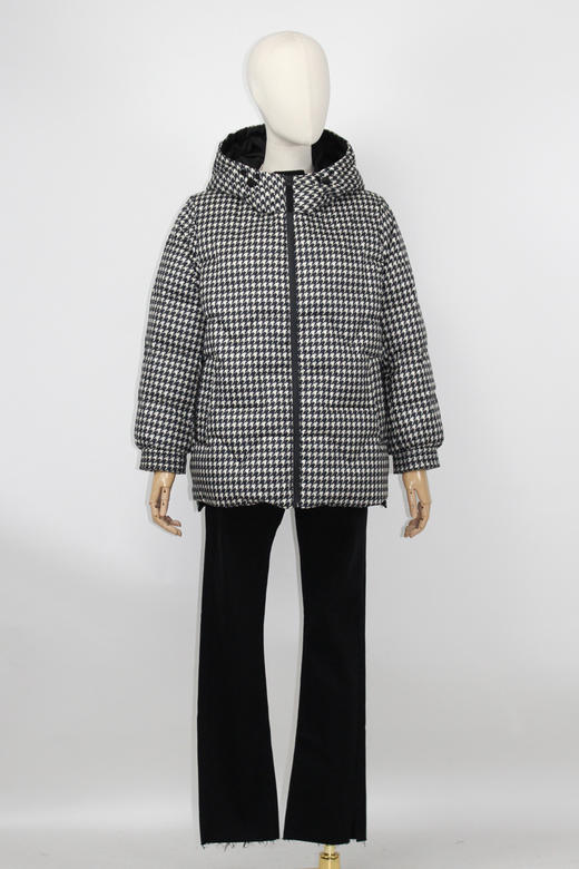 FOCALS福柯斯女装冬季新款印花休闲连帽短款羽绒服F2YDD715NW 商品图5