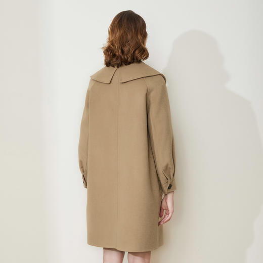 LH9A8斯尔丽瑟俪2021新款翻领淑女气质单排扣大口袋收口袖大衣女双面呢 商品图1