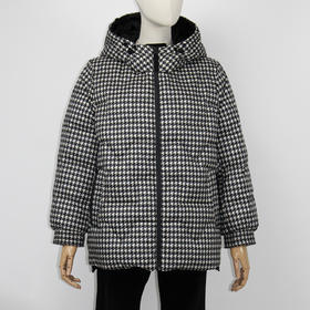 FOCALS福柯斯女装冬季新款印花休闲连帽短款羽绒服F2YDD715NW