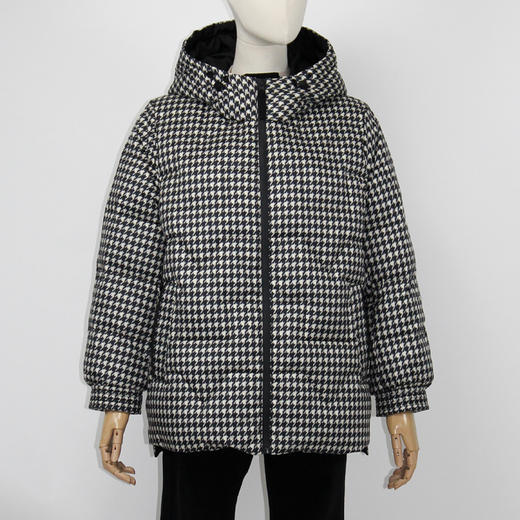 FOCALS福柯斯女装冬季新款印花休闲连帽短款羽绒服F2YDD715NW 商品图0