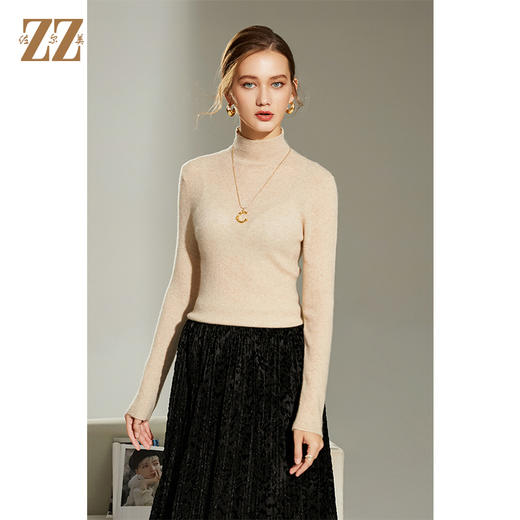 佐尔美2021冬季新款 100%山羊绒半高领气质百搭羊绒衫女E14MS07 商品图2