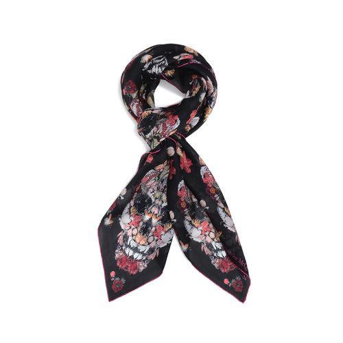 【国内现货】Alexander McQueen/亚历山大麦昆 2021款 女士桑蚕丝方巾丝巾围巾 639612 3011Q 商品图1