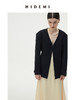 HIDEMI 黑色斜纹羊毛厚款V领收腰西装外套 商品缩略图3