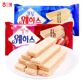 韩国进口海太草莓 奶油味威化饼干条脆脆鲨小吃零食休闲食品