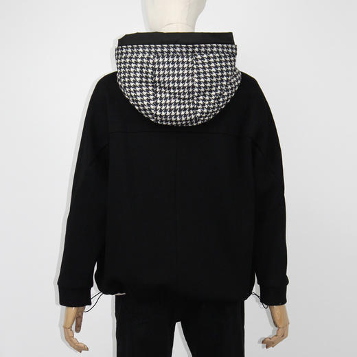 FOCALS福柯斯女装冬季新款印花休闲拼接连帽短款羽绒服F2Y3D523NW 商品图2