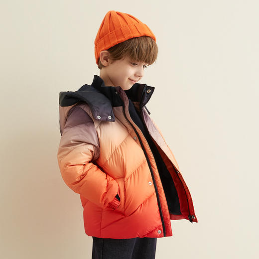【童装连帽渐变色羽绒服】21年男童90白鹅绒羽绒服潮流渐变色保暖外套 商品图4