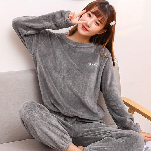 2021秋冬新款加厚闺蜜仙女暖暖裤套装女日系长袖睡衣加绒加厚珊瑚绒家居服 商品图2