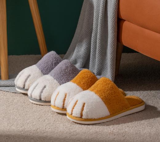 可爱防滑家用保暖猫爪棉拖鞋  冬天秋冬季室内家用居家情侣棉鞋毛绒3.99 商品图4