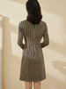 剩S/M/XL 米思阳气质时尚连衣裙秋流行印花2022新款修身长袖中长款裙子2162 商品缩略图4