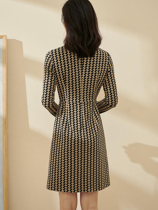 剩S/M/XL 米思阳气质时尚连衣裙秋流行印花2022新款修身长袖中长款裙子2162 商品图4