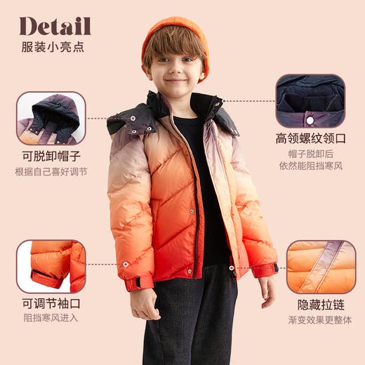 【童装连帽渐变色羽绒服】21年男童90白鹅绒羽绒服潮流渐变色保暖外套 商品图1