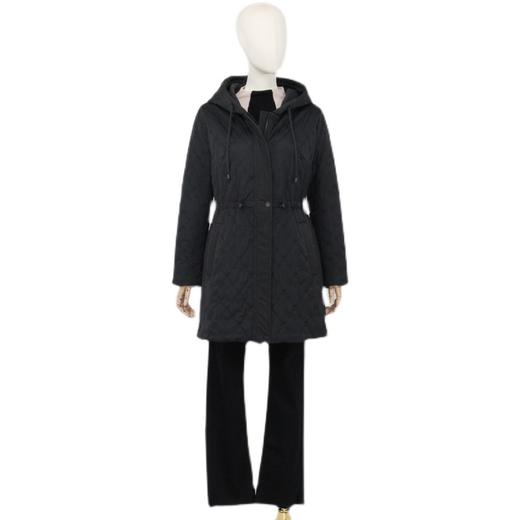 FOCALS福柯斯新款刺绣菱格宽薄棉服中长款连帽棉服F2YDE701N1 商品图4