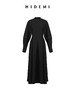 HIDEMI 黑色明线设计感廓形袖收腰显瘦连衣长裙 商品缩略图4