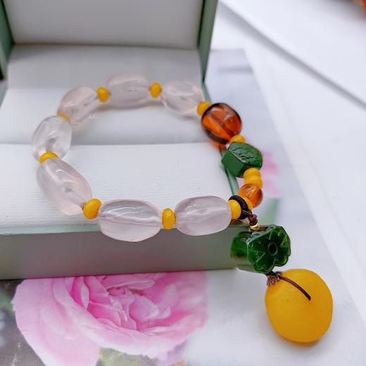 粉晶血珀蜜蜡单圈手串 商品图1