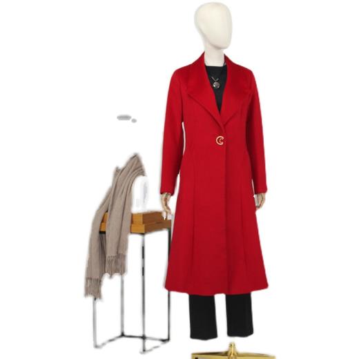 FOCALS福柯斯冬季新款修身长款纯色羊毛双面呢大衣外套FYJDK790R1 商品图4