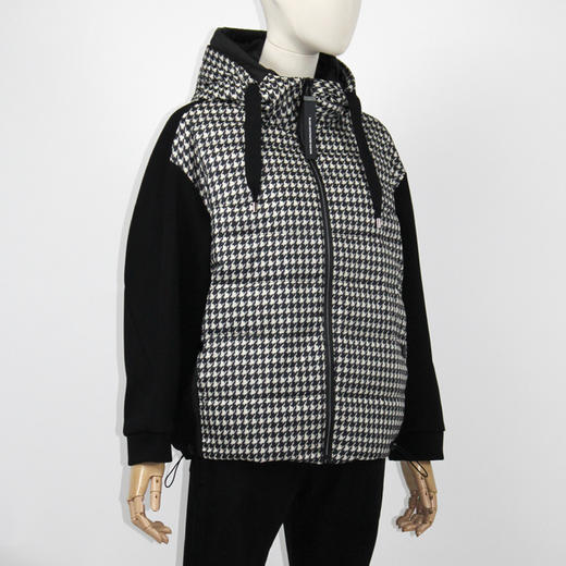 FOCALS福柯斯女装冬季新款印花休闲拼接连帽短款羽绒服F2Y3D523NW 商品图1