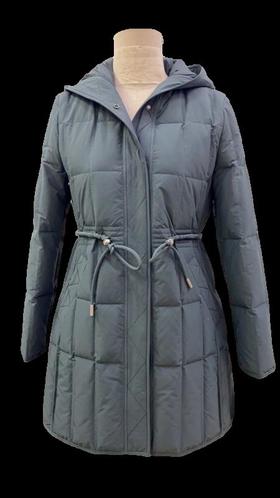 皮尔卡丹女装简约抽绳收腰通勤连帽保暖羽绒服P1489Y1405G0
