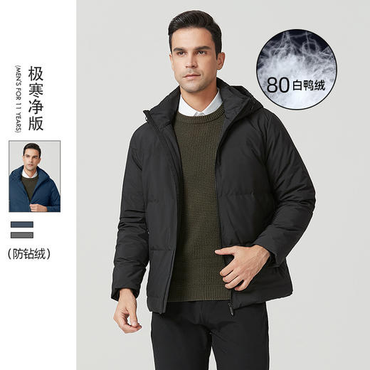 【新款DTH】大依优型大码白鸭绒连帽羽绒服短款加肥加大外套休闲胖子大码男上衣 商品图5