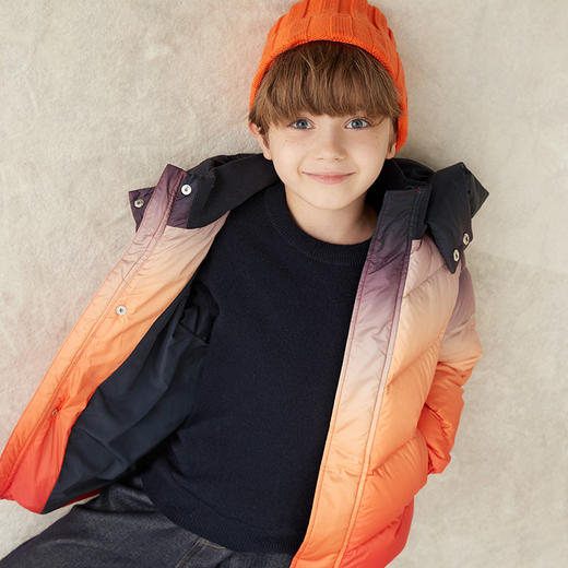 【童装连帽渐变色羽绒服】21年男童90白鹅绒羽绒服潮流渐变色保暖外套 商品图3