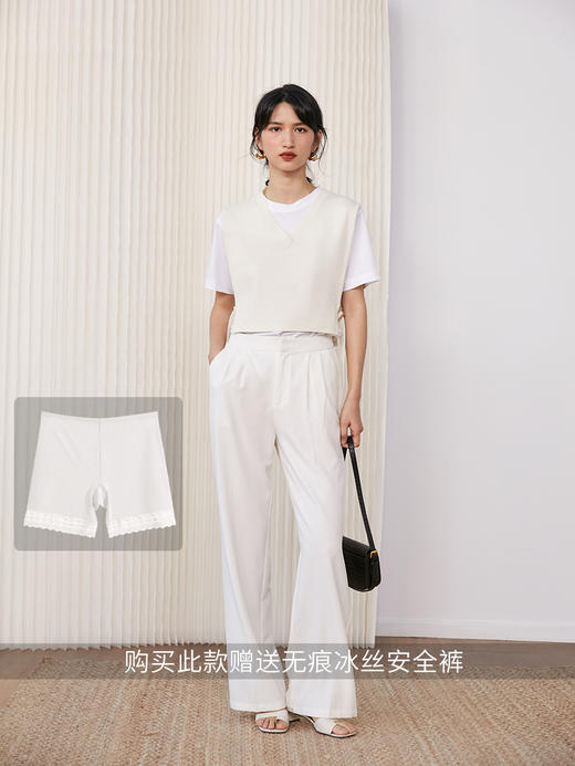 HeyDress白色直筒阔腿裤女春夏高腰垂感棉麻宽松休闲百搭拖地裤子 商品图1