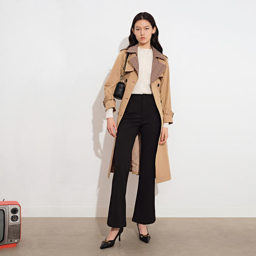 诗篇皮拌扣长款风衣6C31307030 商品图1