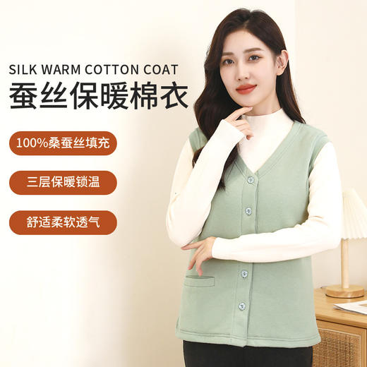 ARN-Y134荧光绿秋冬季保暖马甲肩背心桑蚕丝填充保暖女士 商品图0