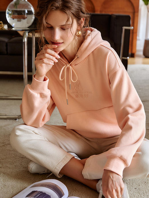 欧芮儿连帽卫衣女新款2021宽松显瘦时尚减龄绣花气质抽绳上衣 商品图0