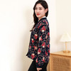 ARN-Y135纽扣藏底红花秋冬新款桑蚕丝长袖女士加厚保暖长袖上衣 商品缩略图2