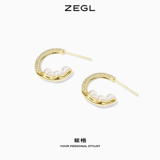 ZEGL人造珍珠耳环女轻奢高级感耳钉925银针秋冬耳饰 商品图5