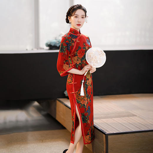 上海旗袍厂GSJ-3008复古改良旗袍花罗婆婆装中国风气质优雅连衣裙 商品图3