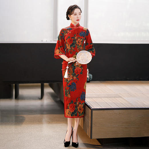 上海旗袍厂GSJ-3008复古改良旗袍花罗婆婆装中国风气质优雅连衣裙 商品图4