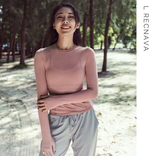 [随单洗护袋] 【裸感奶茶衣】带胸垫-不带胸垫都有-秋冬紧身上衣女紧身瑜伽服长袖t恤 商品图8