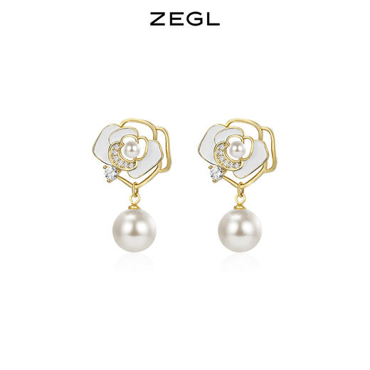 ZEGL山茶花耳环女轻奢高级感耳钉925银针秋冬耳饰品 商品图4