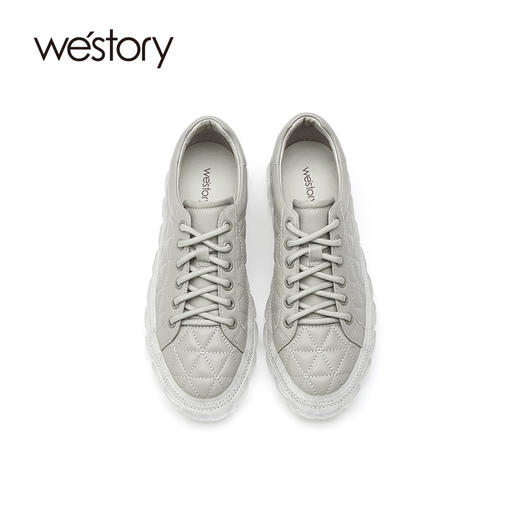 westory女鞋2021秋季新款漆皮圆头平底鞋厚底透气单鞋W21CM71281 商品图4