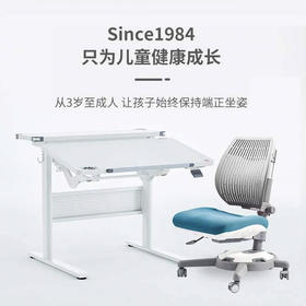 3岁+ 康朴乐气压棒升降学习桌  | 布朗学习桌+柏拉图椅（Y1018）套装  尺寸：90cm*80cm，送椅套+桌垫