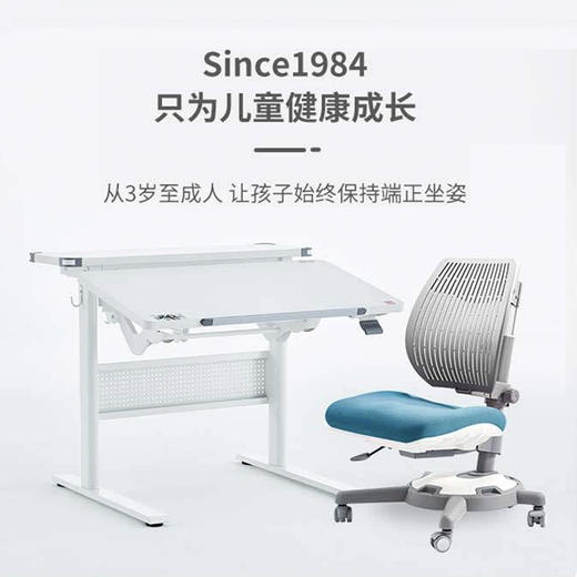 3岁+ 康朴乐气压棒升降学习桌  | 布朗学习桌+柏拉图椅（Y1018）套装  尺寸：90cm*80cm，送椅套+桌垫 商品图0