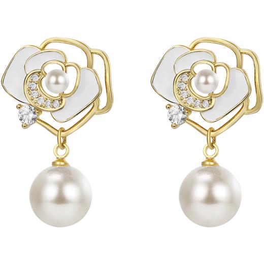 ZEGL山茶花耳环女轻奢高级感耳钉925银针秋冬耳饰品 商品图7