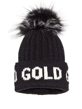 Goldbergh - Hodd Beanie Real Raccoon Fur - Black - 女装 - 毛线帽 - 黑色