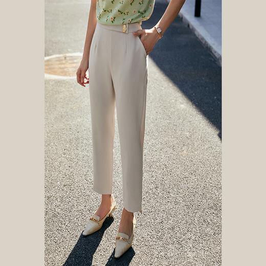 欧芮儿杏色休闲西装裤2021秋高腰气质锥形裤 商品图2