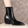TJXY-XF8316C    秋季新款鳄鱼纹尖头粗跟中跟靴侧拉链时尚短筒气质百搭时装靴 商品缩略图7