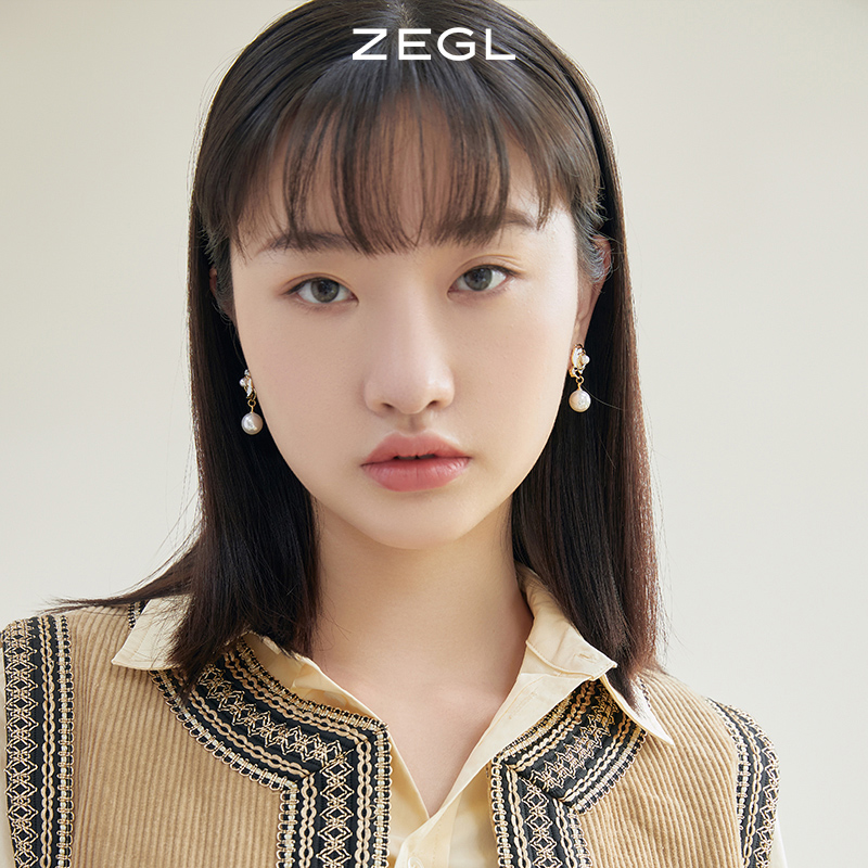 ZEGL山茶花耳环女轻奢高级感耳钉925银针秋冬耳饰品