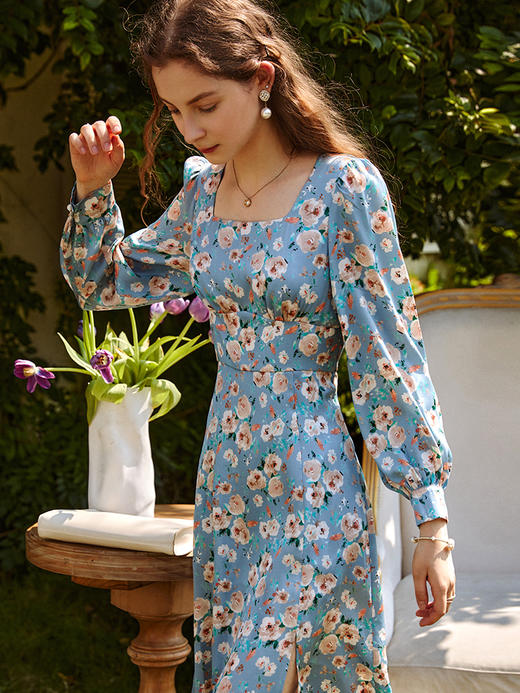 欧芮儿碎花连衣裙女新款2021收腰显瘦气质法式甜美减龄茶歇裙 商品图1