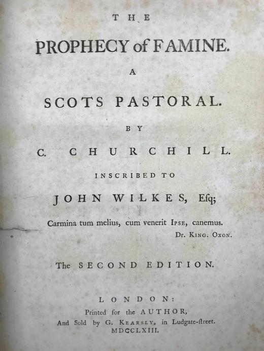 1741年英国诗人 查尔斯·丘吉尔《罗西亚德/饥荒预言》 皮装16开 商品图7