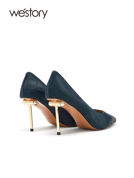 westory女鞋新款尖头高跟鞋细跟婚鞋单鞋纹71081 商品图2